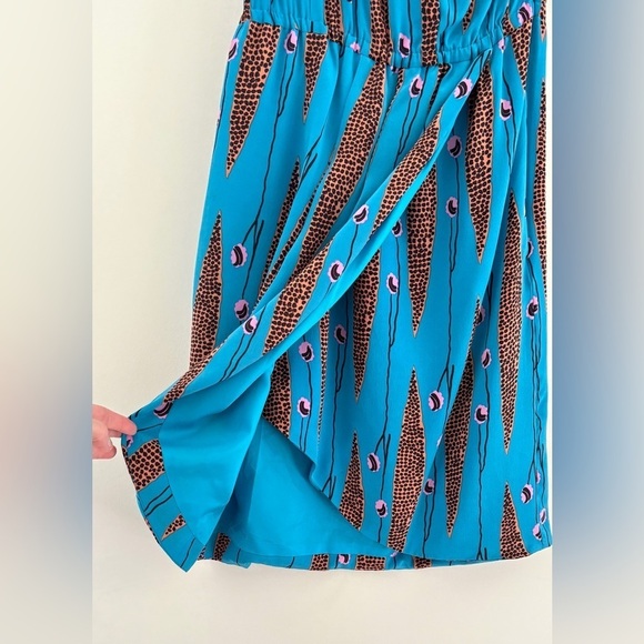 Tracy Reese One Shoulder Silk Dress Blue Leopard Print Cocktail New Years Size 0 - Picture 4 of 10